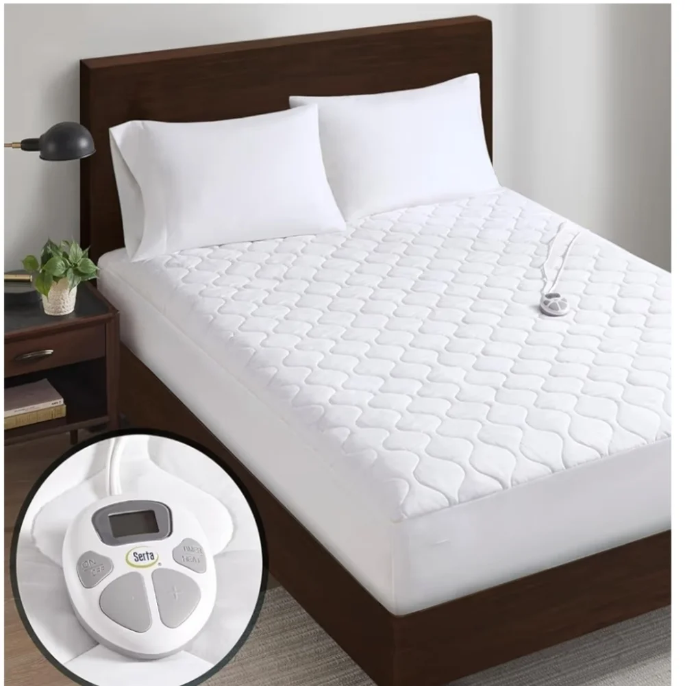 Heated White Quilted Mattress Pad with Controller New